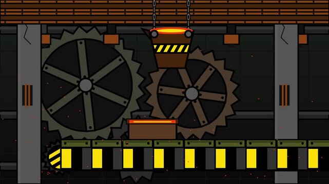 Factory 4K UHD Retro Arcade 16-Bit Pixel Art Industrial Warzone Steampunk Machinery Game Background