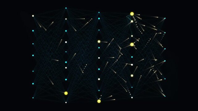 Artificial Neural Network Deep Learning Nodes 4K UHD Synaptic Data Pulses Machine Learning AI Architecture Abstract Technology Motion Background