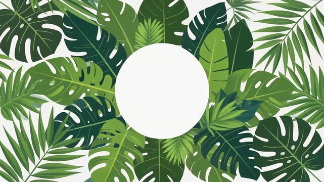 Modern Flat Vector Monstera Leaves, Palm Leaves and Tropical Foliage
