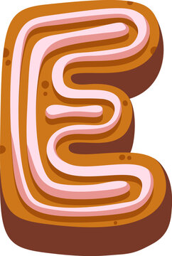 Cookie Letter E With Icing Cartoon