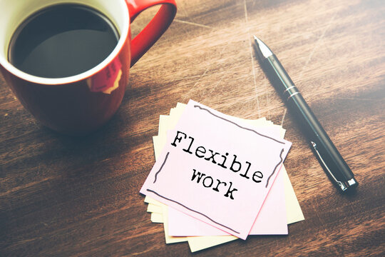 Flexible work text on paper business