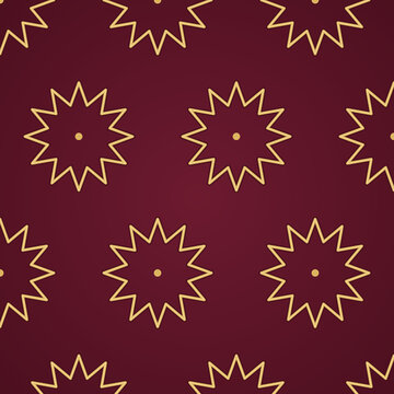 Islamic geometric twelve-point rosette pattern background in burgundy and gold