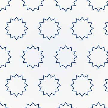 Islamic geometric twelve-point rosette pattern background in white and blue