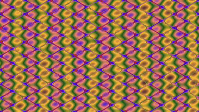 Seamless pattern featuring repeating diamond shapes in vibrant rainbow colors