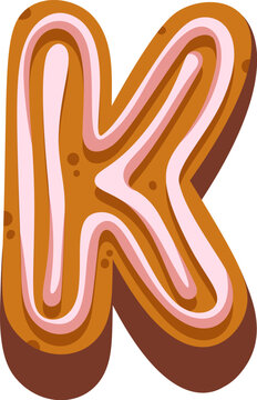 Cookie Letter K With Icing Cartoon