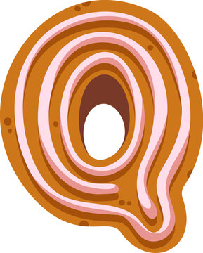 Cookie Letter Q With Icing Cartoon