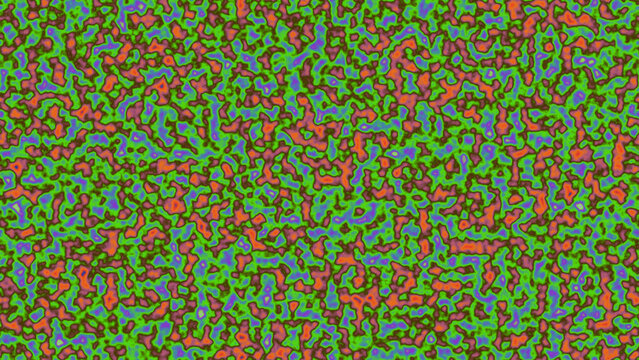 Vivid abstract pattern with green and red organic shapes