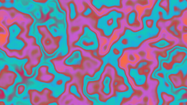 Bold fluid seamless abstract pattern of pink and cyan wavy organic shapes