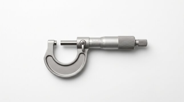 Classic Micrometer Screw Gauge Measuring Tool on White Background Physics Concept