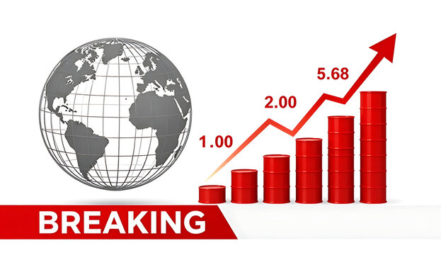 Global growth chart with breaking news banner for financial reports
