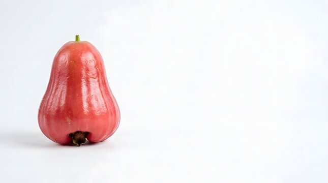 Single glossy pink water apple with a smooth bell shape on a white background.
