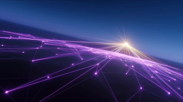 カー効果による光格子ネットワークを可視化したサイエンスCG背景