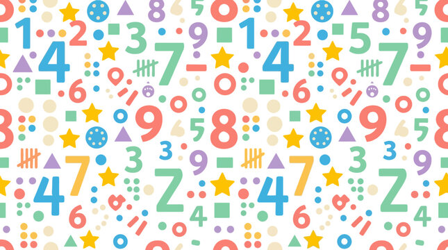 Colorful Number Pattern: Fun Counting Symbols and Shapes Background