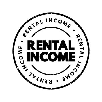 Rental Income grunge round rubber stamp seal design with distressed texture representing real estate investment and property revenue concept