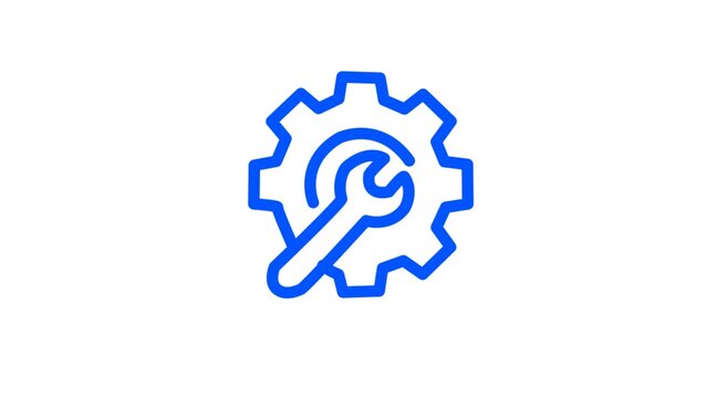 Vector gear wheel with wrench symbol technical support service icon