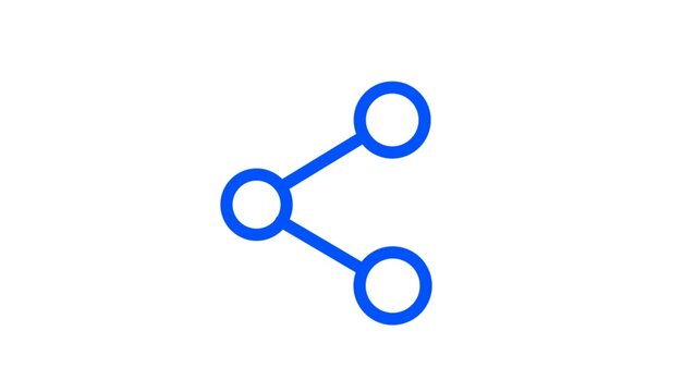 Blue line vector network share node icon