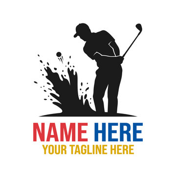 Golfer Swinging Club, Ball Splash, Sports Silhouette Logo