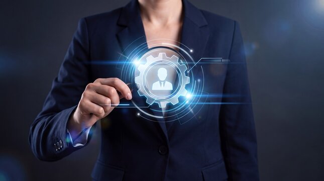 Human resources hologram business technology recruitment management workforce innovation leadership presents a visual concept for future ready digital transformation with advanced solutions