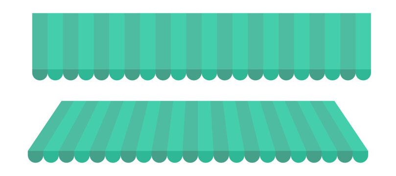 Striped Shop Awnings  Vector Illustration of Vintage Market Canopies Isolated on Light Background	
