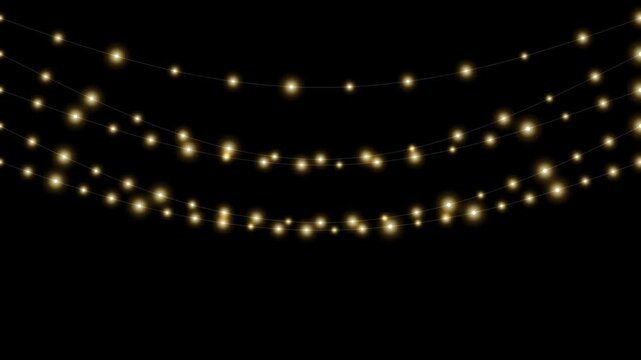 Twinkling warm fairy string lights holiday background loop