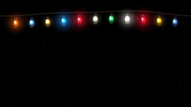 Colorful glowing Christmas string lights holiday background loop