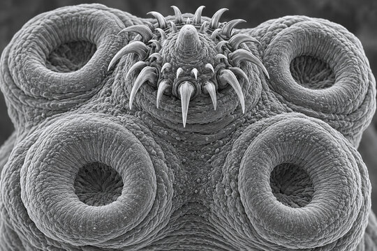 Pork Tapeworm Scolex Crown in Microscopic Detail