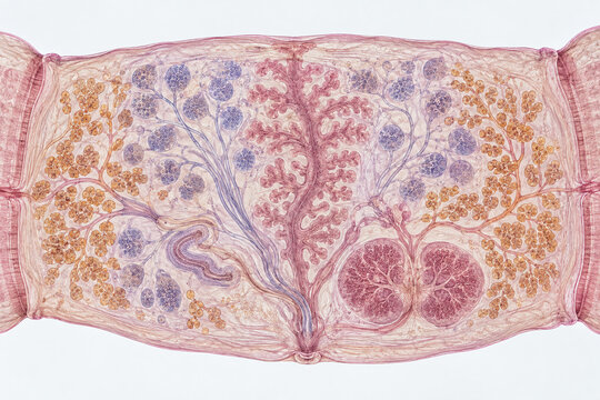 Mature Tapeworm Segment Reproductive Anatomy Scientific Illustration