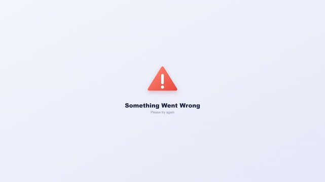 Something Went Wrong Error Page Design with Red Warning Triangle and Exclamation Mark Icon on Clean Minimal Background