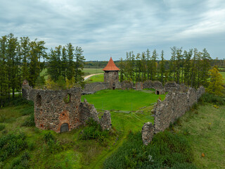 Ruins of an ancient castle in Ergeme, Valka Municipality. © talavietis