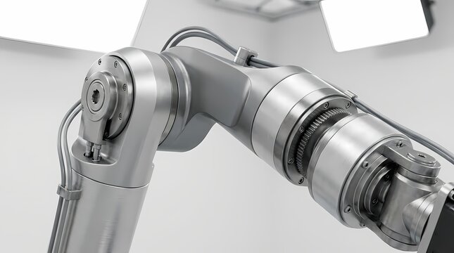 Industrial robot arm joint with mechanical gear and cables