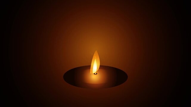 A pristine professional motion graphic featuring a macro close-up of a traditional Indian diya flame. Focuses on realistic flame movement with organic natural shape morphing