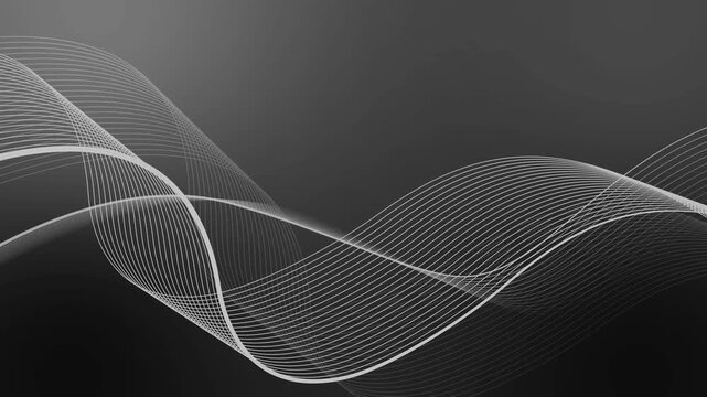 Abstract wave lines on dark gradient background animation, elegant flowing curves modern minimal design
