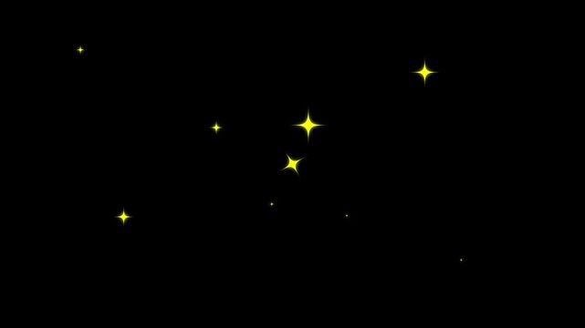 Sparkling stars shine animation on green background. fast glitter star motion, white cartoon, flat, vector, doodles style stars blinking. sparkle Star light effect. 4k background