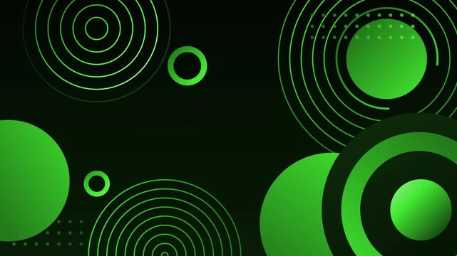Abstract background with concentric circles and gradient spheres animation