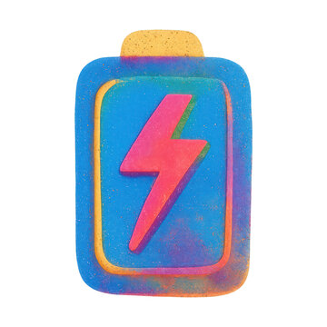 PNG Colorful battery with lightning