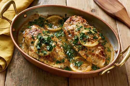 The Pan Seared Lemon Chicken in Garlic Butter with Fresh Herbs