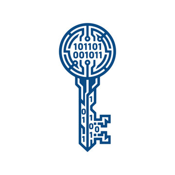 Digital cybersecurity key vector illustration representing data protection and secure access solutions
