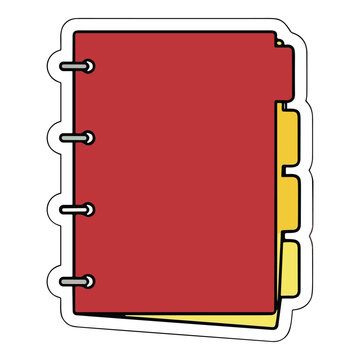 Red spiral binder notebook with index tabs flat vector illustration for office organization and academic planning