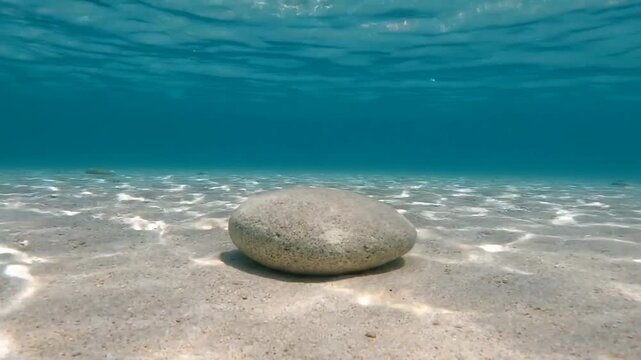 Smooth Stone Beneath Clear Underwater Sunlight