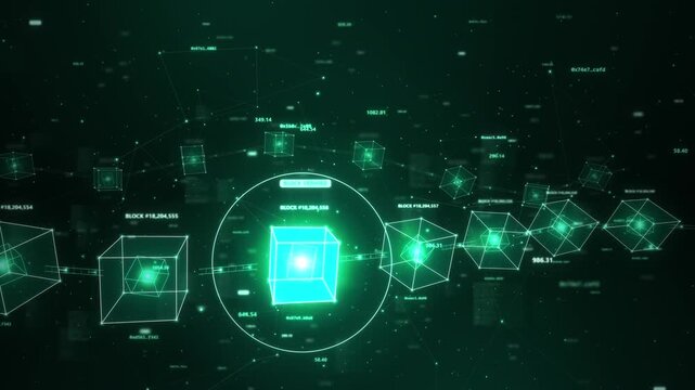 Green Blockchain Cube Chain Network With Hash Labels in Dark Space