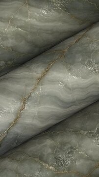 Earthy Natural Zircon Columns Rotating with Organic Surface Details and Complex Texture in a Refined Cinematic Architectural Setting for Premium Interior Design Concepts