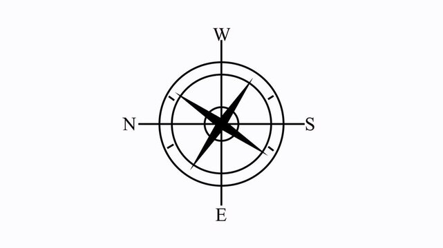 Compass icon animated. Compass line icon on the Alpha Channel. Directional compass icon illustration. Animation video.