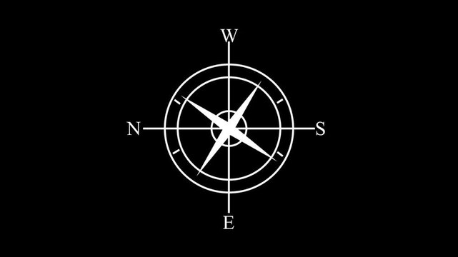 Compass icon animated. Compass line icon on the Alpha Channel. Directional compass icon illustration. Animation video.