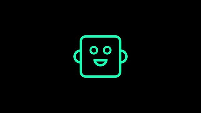 AI Smart Television Robot Face Outline Icon for Chatbot and Digital Communication