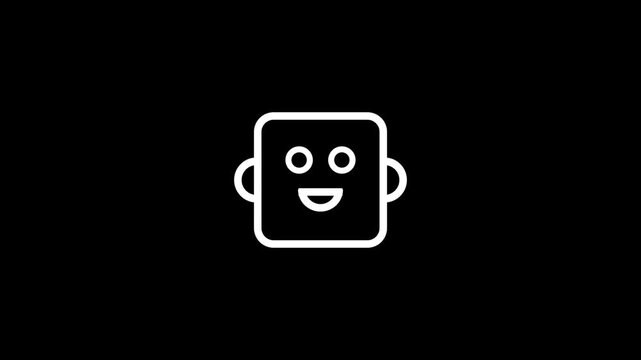 AI Smart Television Robot Face Outline Icon for Chatbot and Digital Communication