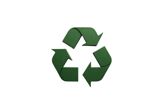 Green recycling symbol formed by three folded arrows