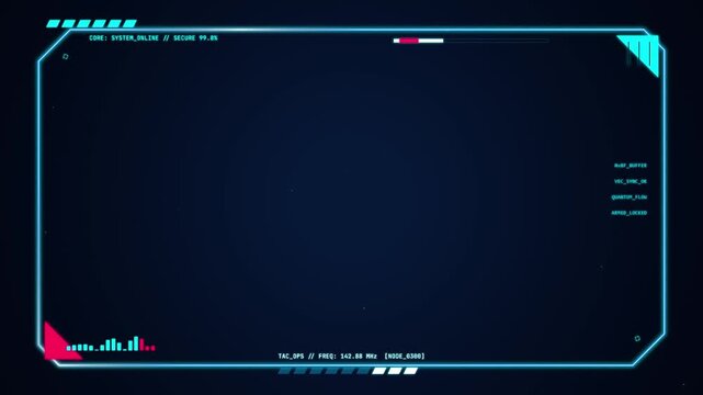 Futuristic HUD interface overlay with digital scanning elements and data readout for tech and gaming motion graphics 4K animation