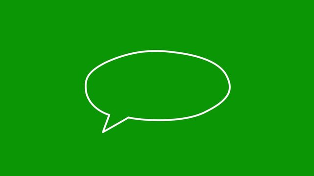 An animated hand-drawn smooth speech bubble in white outline on chroma key green screen background, perfect for adding your creative text, dialogue, and comic-style captions to video works.