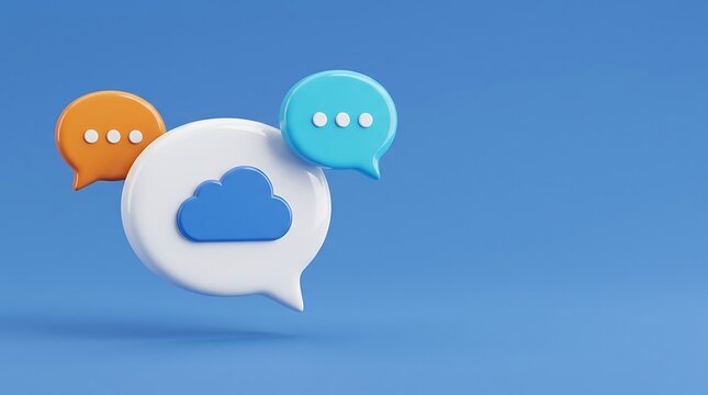 Cloud speech bubbles icon representing online communication with communication technology dialogue internet interaction