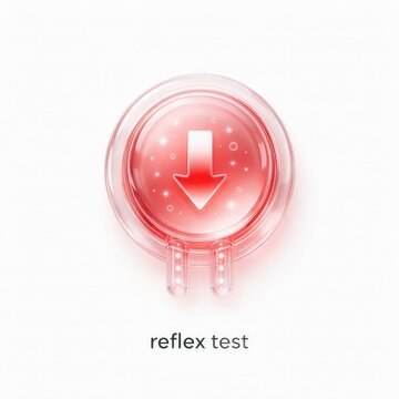 Glossy red 3D reflex test icon on white background